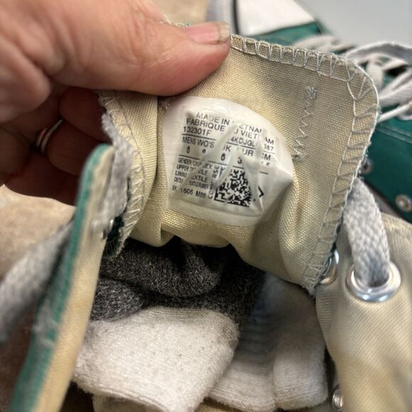 Converse All Star Women Size 6 Green White Sneaker 132301F Canvas Tie - Picture 7 of 8